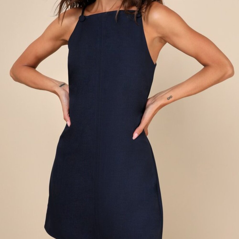 Lulus Chic Ease Navy Blue Sleeveless Mini Dress - Size XL